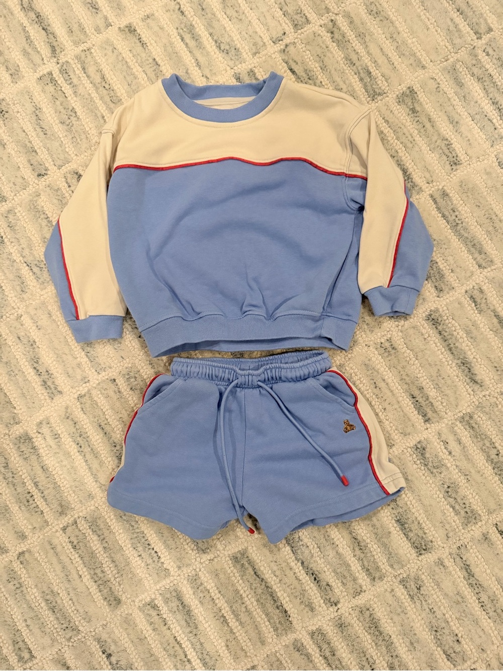 GAP Blue & Cream Kids Sweatshirt and Shorts Set with Red Trim